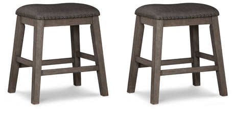 Caitbrook Gray Counter Height Upholstered Barstool, Set of 2 from Ashley - Luna Furniture