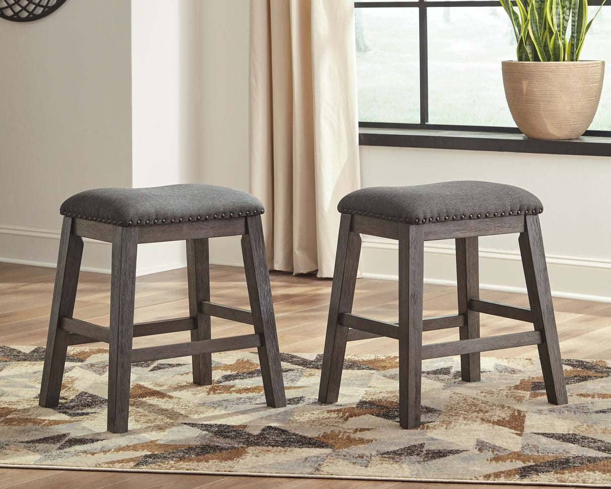 Caitbrook Gray Counter Height Upholstered Barstool, Set of 2 from Ashley - Luna Furniture