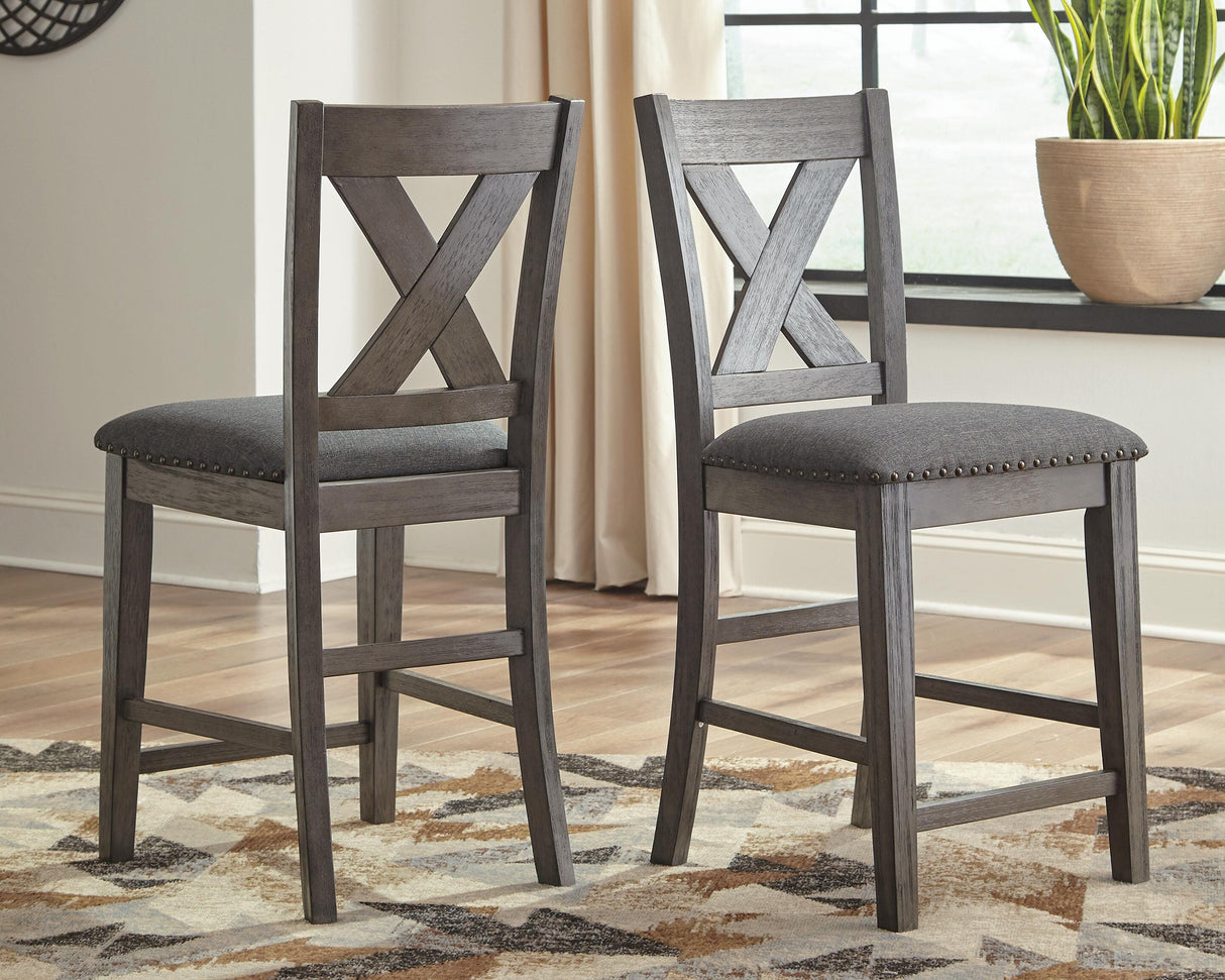 Caitbrook Gray Counter Height Upholstered Barstool, Set of 2 from Ashley Furniture - Luna Furniture