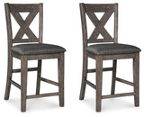 Caitbrook Gray Counter Height Upholstered Barstool, Set of 2 from Ashley Furniture - Luna Furniture