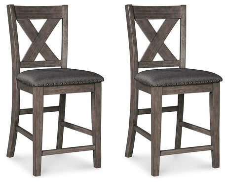 Caitbrook Gray Counter Height Upholstered Barstool, Set of 2 from Ashley - Luna Furniture