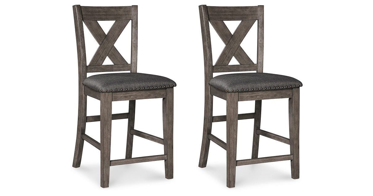 Caitbrook Gray Counter Height Upholstered Barstool, Set of 2 from Ashley Furniture - Luna Furniture