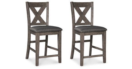 Caitbrook Gray Counter Height Upholstered Barstool, Set of 2 from Ashley - Luna Furniture