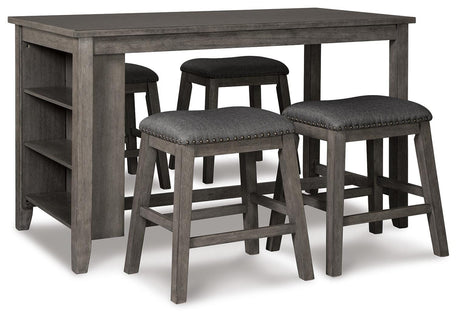 Caitbrook Gray 5-Piece Counter Height Set w/ Stools from Ashley Furniture - Luna Furniture