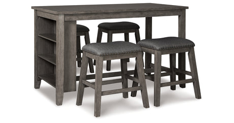 Caitbrook Gray 5-Piece Counter Height Set w/ Stools from Ashley - Luna Furniture