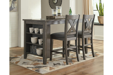 Caitbrook Gray Counter Height Dining Table and 2 Barstools from Ashley - Luna Furniture