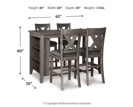 Caitbrook Gray Counter Height Dining Table and 4 Barstools from Ashley Furniture - Luna Furniture