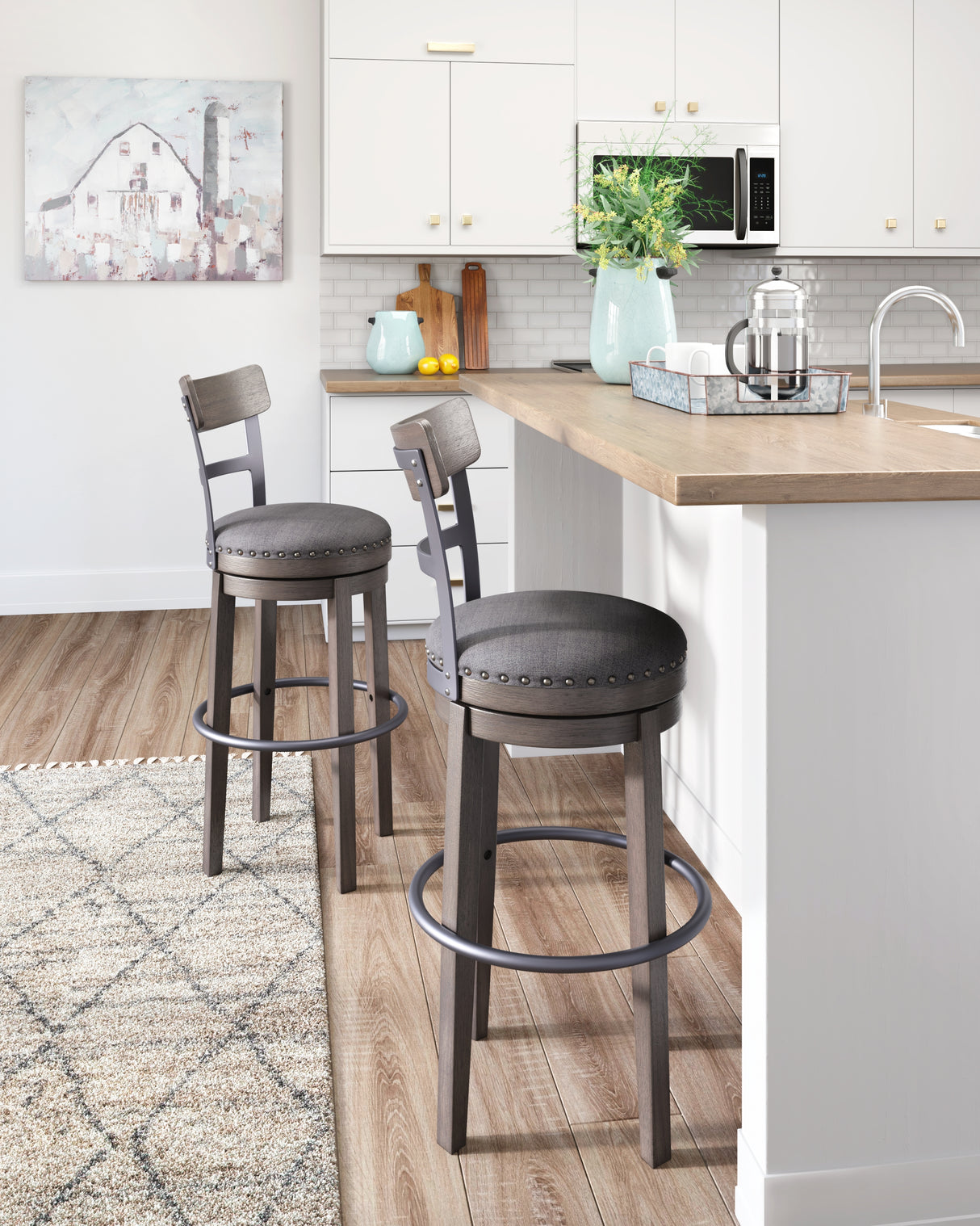 Caitbrook Gray Bar Height Barstool from Ashley - Luna Furniture
