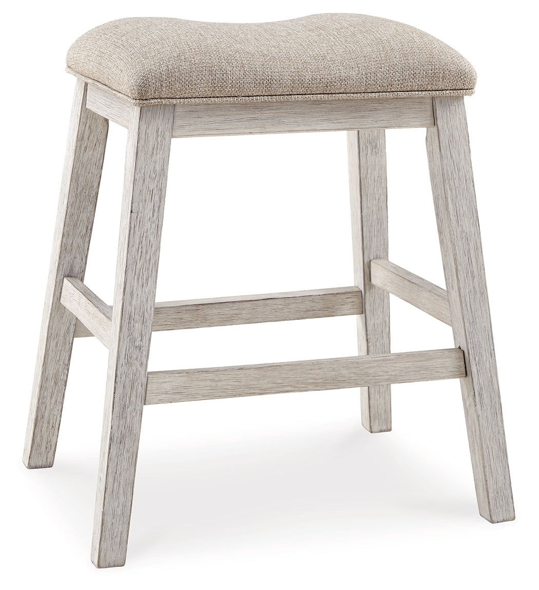 Skempton White/Light Brown Counter Height Bar Stool, Set of 2 from Ashley Furniture - Luna Furniture