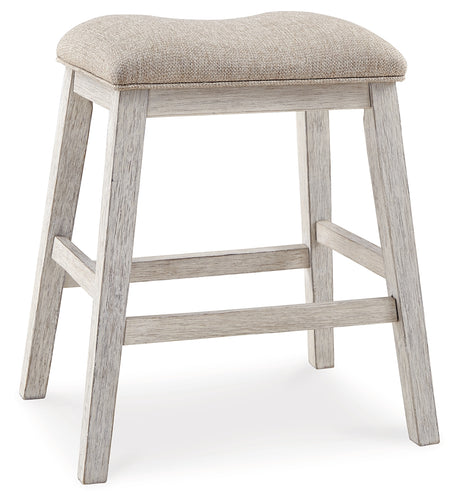 Skempton White/Light Brown Counter Height Bar Stool, Set of 2 from Ashley - Luna Furniture
