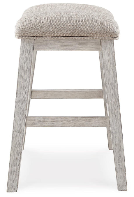Skempton White/Light Brown Counter Height Barstool, Set of 2 from Ashley - Luna Furniture