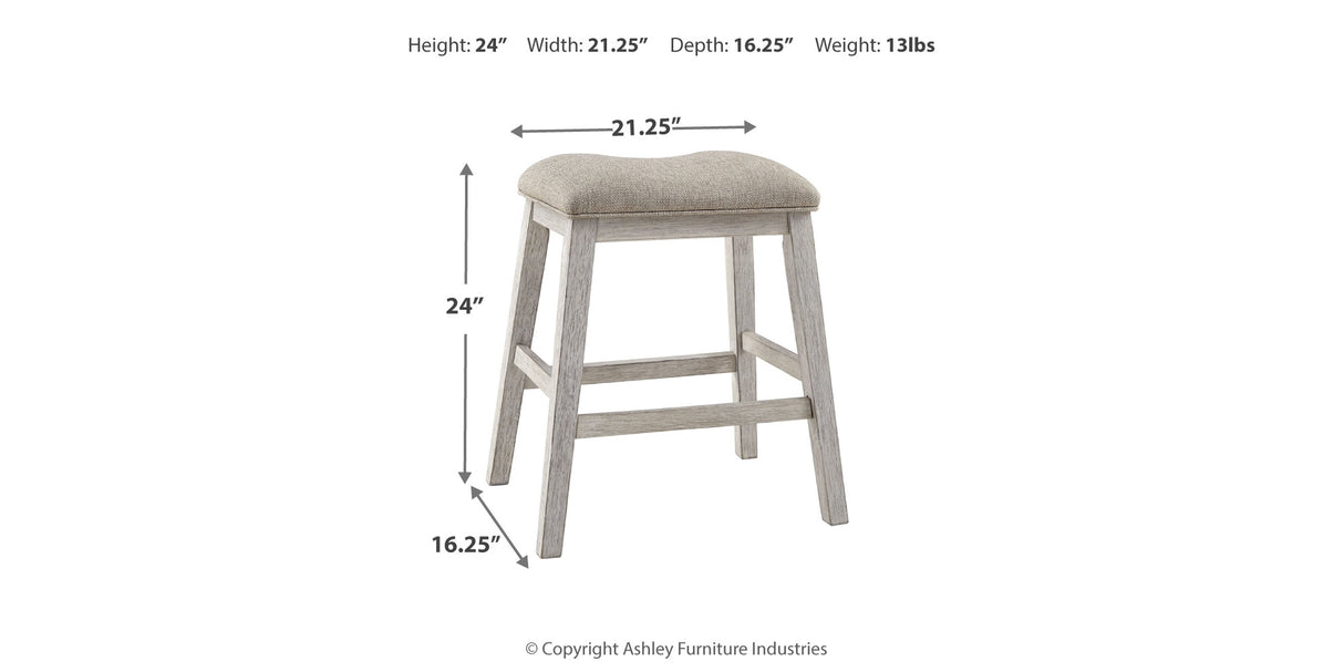 Skempton White/Light Brown Counter Height Barstool, Set of 2 from Ashley Furniture - Luna Furniture