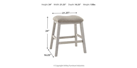 Skempton White/Light Brown Counter Height Barstool, Set of 2 from Ashley - Luna Furniture