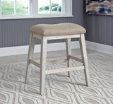 Skempton White/Light Brown Counter Height Barstool, Set of 2 from Ashley Furniture - Luna Furniture