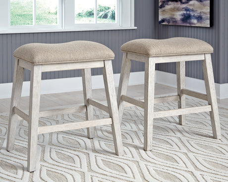 Skempton White/Light Brown Counter Height Bar Stool, Set of 2 from Ashley Furniture - Luna Furniture
