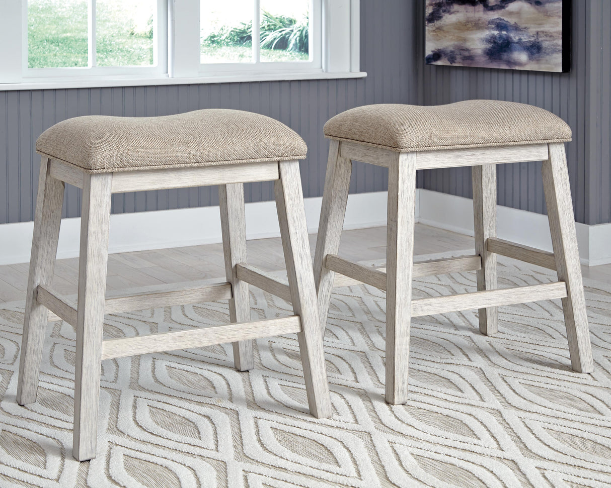 Skempton White/Light Brown Counter Height Barstool, Set of 2 from Ashley Furniture - Luna Furniture