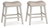 Skempton White/Light Brown Counter Height Bar Stool, Set of 2 from Ashley Furniture - Luna Furniture