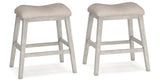 Skempton White/Light Brown Counter Height Barstool, Set of 2 from Ashley Furniture - Luna Furniture