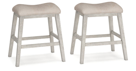 Skempton White/Light Brown Counter Height Barstool, Set of 2 from Ashley - Luna Furniture