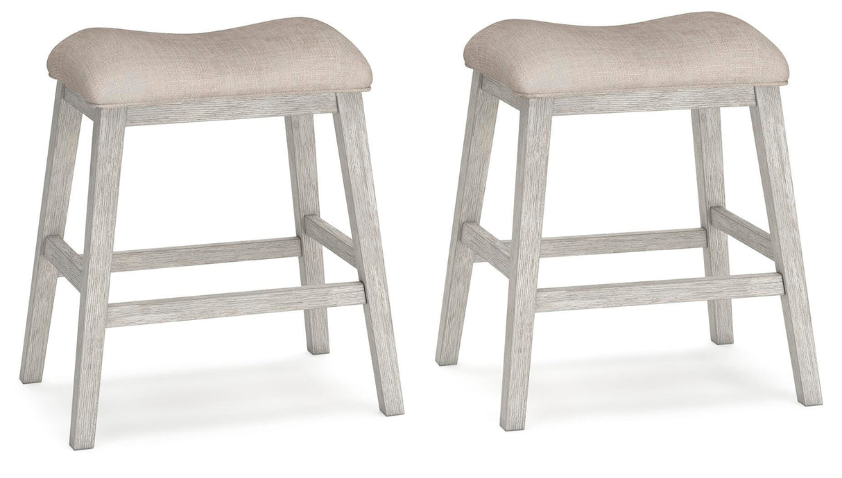 Skempton White/Light Brown Counter Height Barstool, Set of 2 from Ashley Furniture - Luna Furniture
