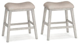 Skempton White/Light Brown Counter Height Barstool, Set of 2 from Ashley Furniture - Luna Furniture