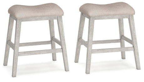 Skempton White/Light Brown Counter Height Barstool, Set of 2 from Ashley - Luna Furniture