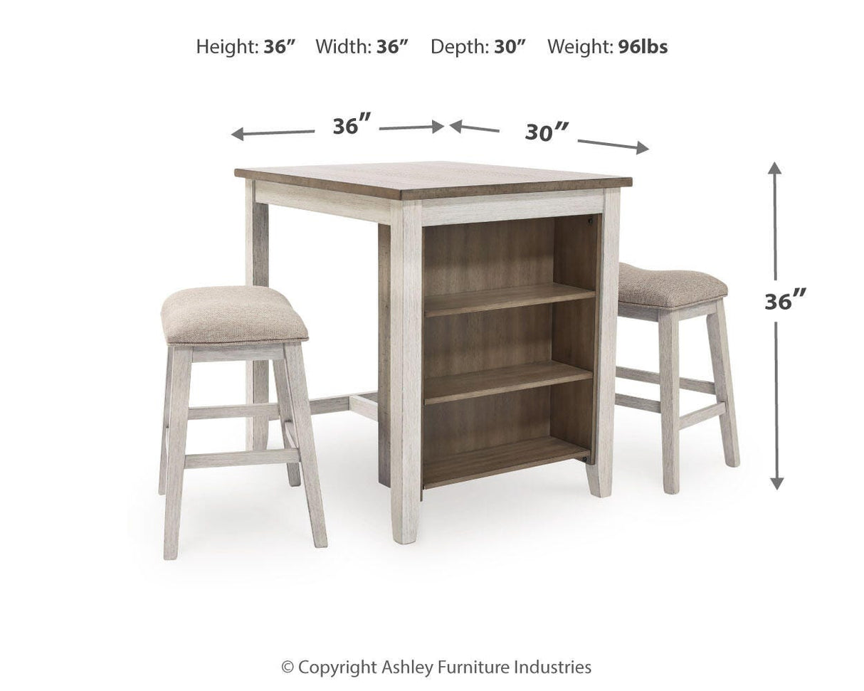 Skempton White/Light Brown White/Light 3-Piece Brown Counter Height Set from Ashley - Luna Furniture