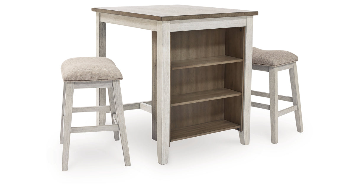 Skempton White/Light Brown White/Light 3-Piece Brown Counter Height Set from Ashley - Luna Furniture