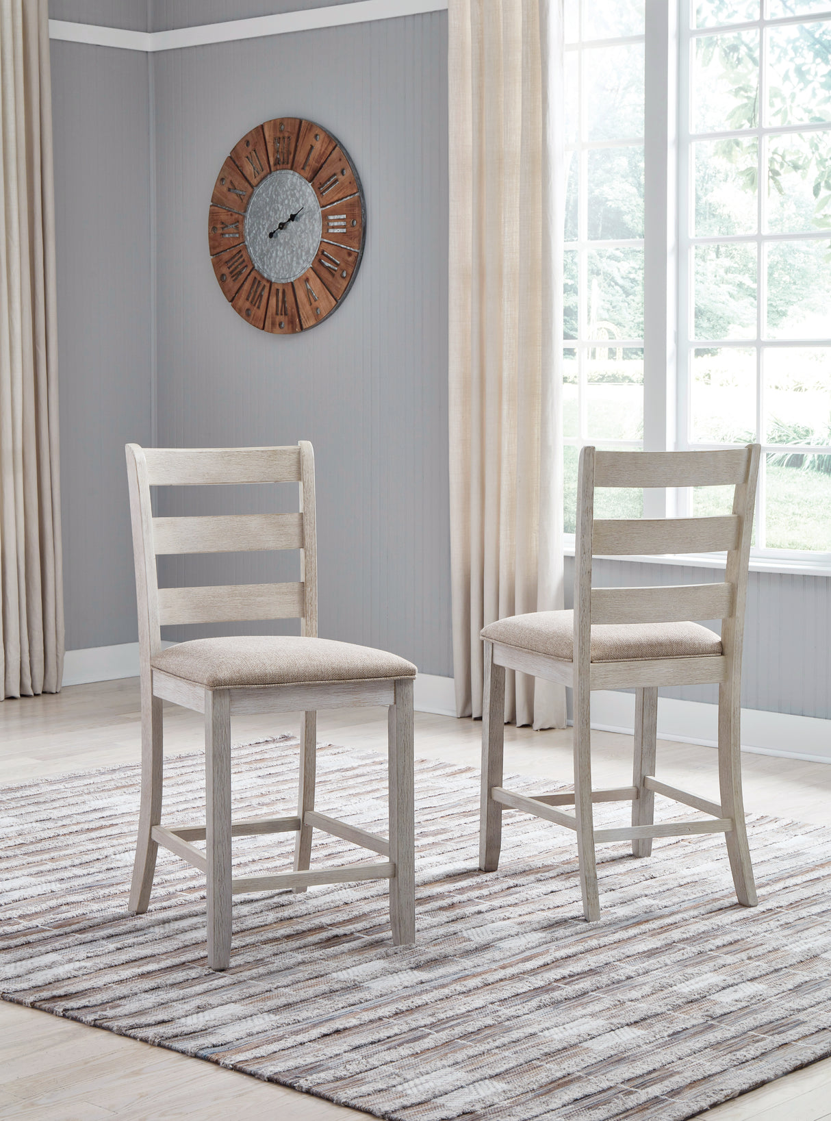 Skempton White/Light Brown Counter Height Bar Stool, Set of 2 from Ashley - Luna Furniture