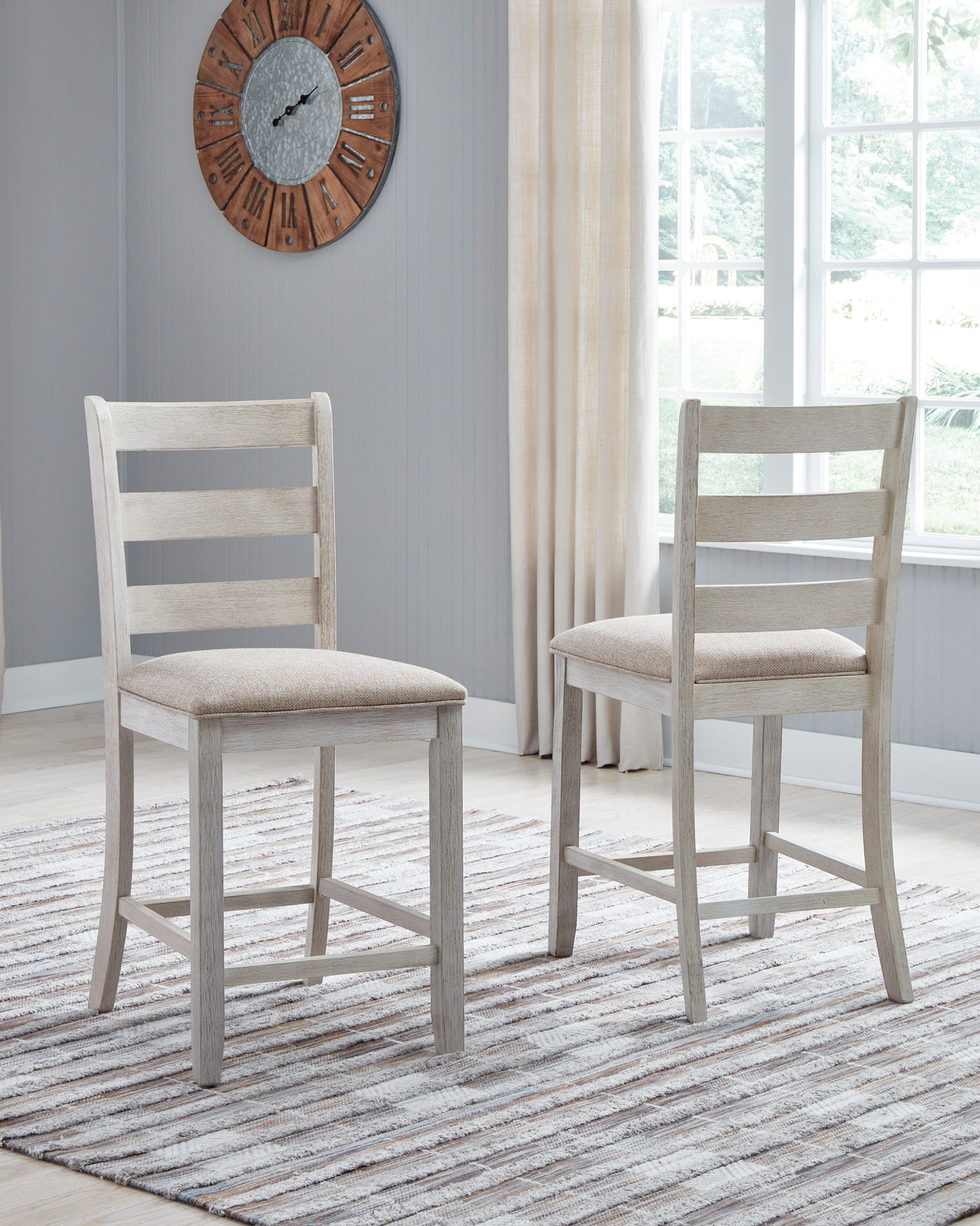 Skempton White/Light Brown Counter Height Bar Stool, Set of 2 from Ashley - Luna Furniture