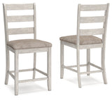 Skempton White/Light Brown Counter Height Bar Stool, Set of 2 from Ashley - Luna Furniture