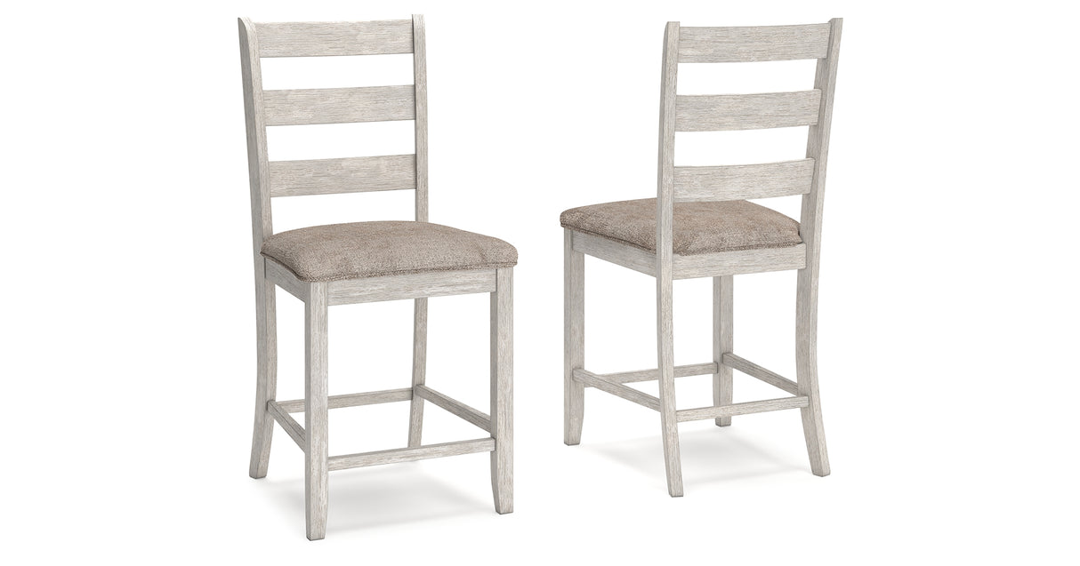 Skempton White/Light Brown Counter Height Bar Stool, Set of 2 from Ashley - Luna Furniture