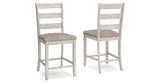 Skempton White/Light Brown Counter Height Bar Stool, Set of 2 from Ashley - Luna Furniture