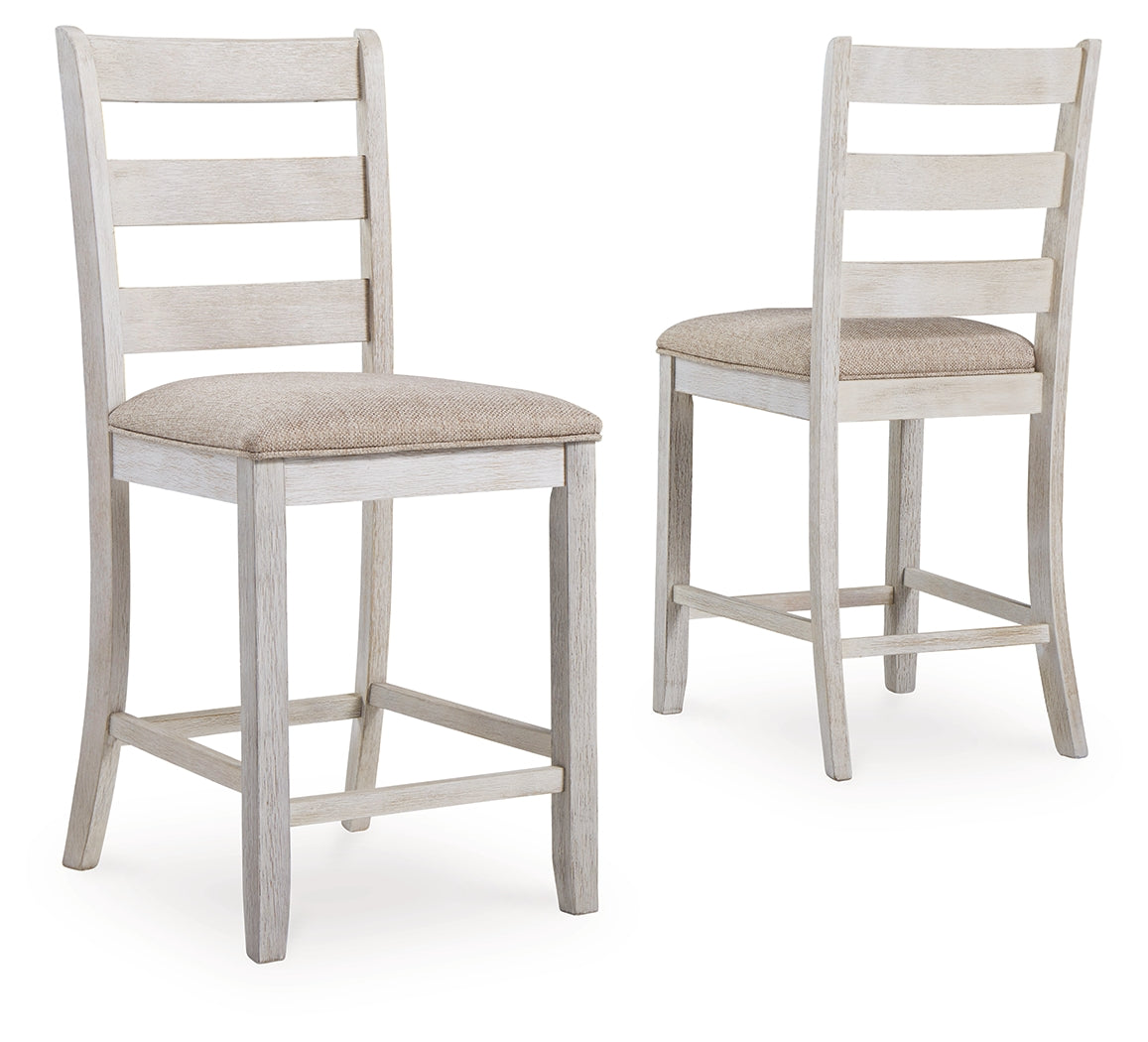 Skempton White/Light Brown Counter Height Bar Stool, Set of 2 from Ashley - Luna Furniture