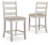 Skempton White/Light Brown Counter Height Bar Stool, Set of 2 from Ashley - Luna Furniture