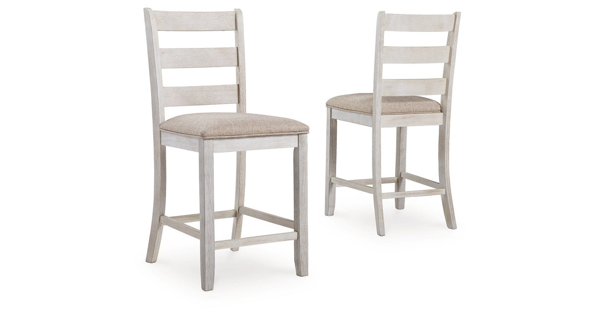 Skempton White/Light Brown Counter Height Bar Stool, Set of 2 from Ashley - Luna Furniture