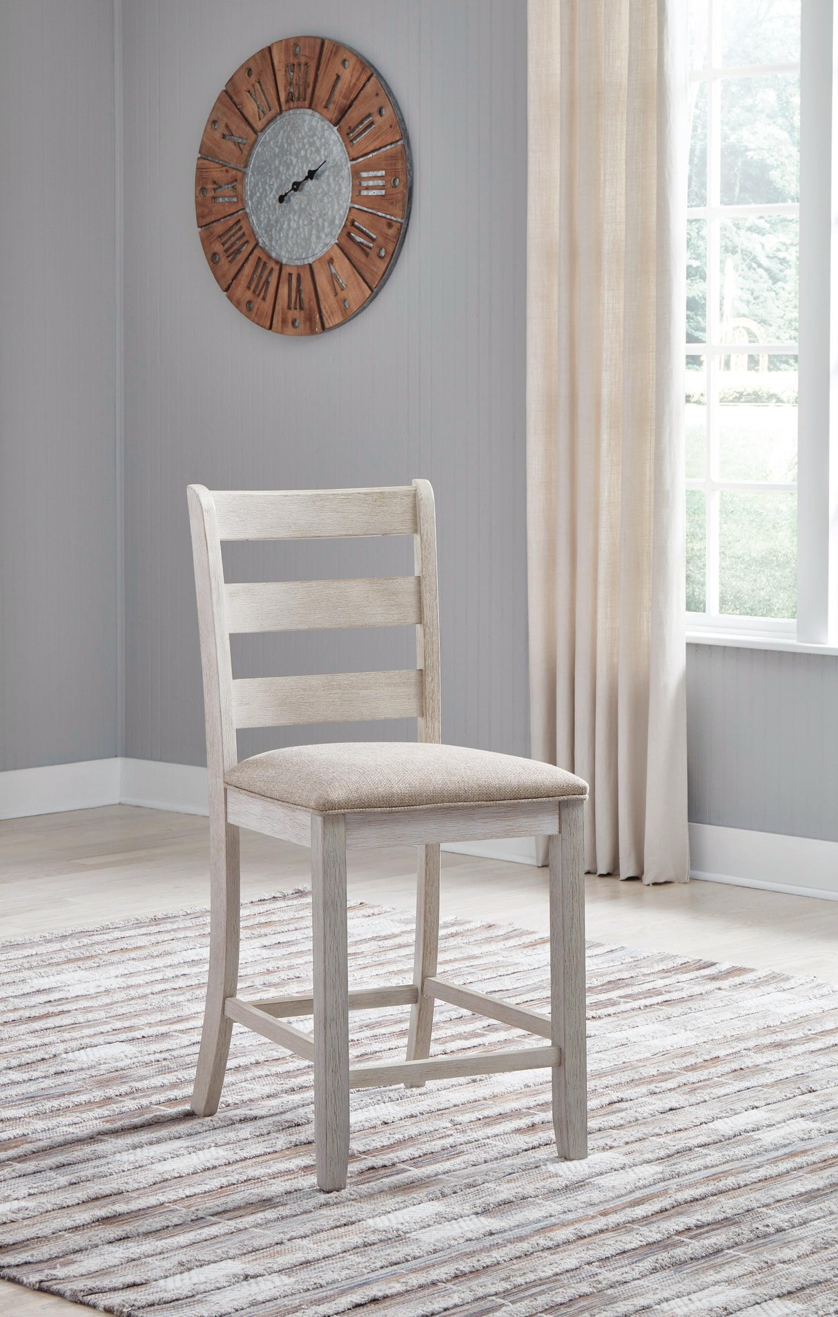 Skempton White/Light Brown Counter Height Chair, Set of 2 from Ashley Furniture - Luna Furniture