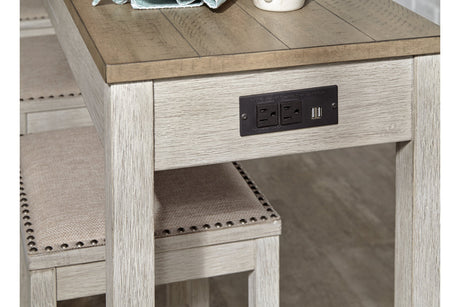 Skempton White/Light Brown Dining Table and 4 Chairs from Ashley Furniture - Luna Furniture