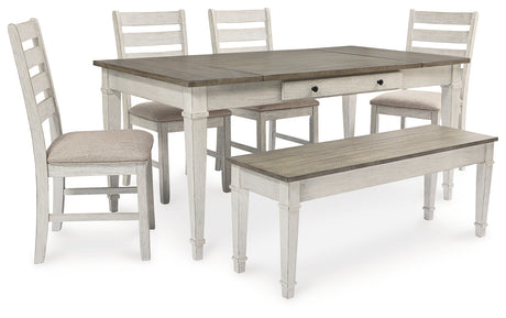 Skempton White/Light Brown Rectangular Dining Set from Ashley - Luna Furniture
