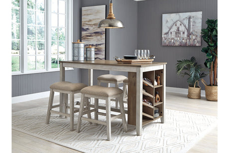 Skempton White/Light Brown Counter Height Dining Table and 4 Barstools from Ashley Furniture - Luna Furniture