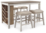 Skempton White/Light Brown Counter Height Dining Table and 4 Barstools from Ashley Furniture - Luna Furniture