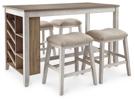 Skempton White/Light Brown Counter Height Dining Table and 4 Barstools from Ashley - Luna Furniture