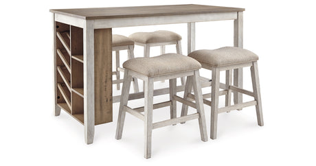 Skempton White/Light Brown 5-Piece Counter Height Set w/ Stools from Ashley - Luna Furniture