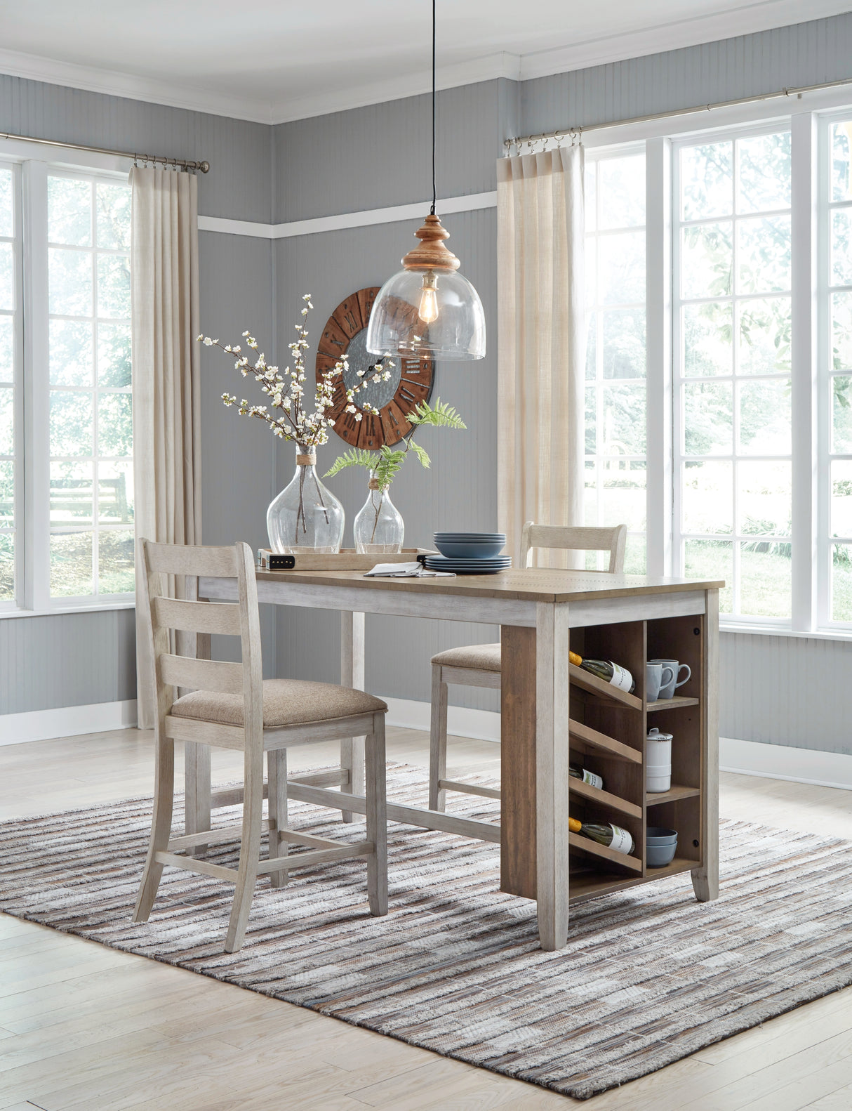 Skempton White/Light Brown Counter Height Dining Table and 4 Barstools from Ashley Furniture - Luna Furniture