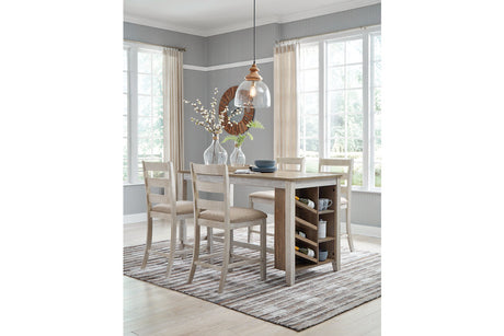 Skempton White/Light Brown Counter Height Dining Table and 4 Barstools from Ashley Furniture - Luna Furniture