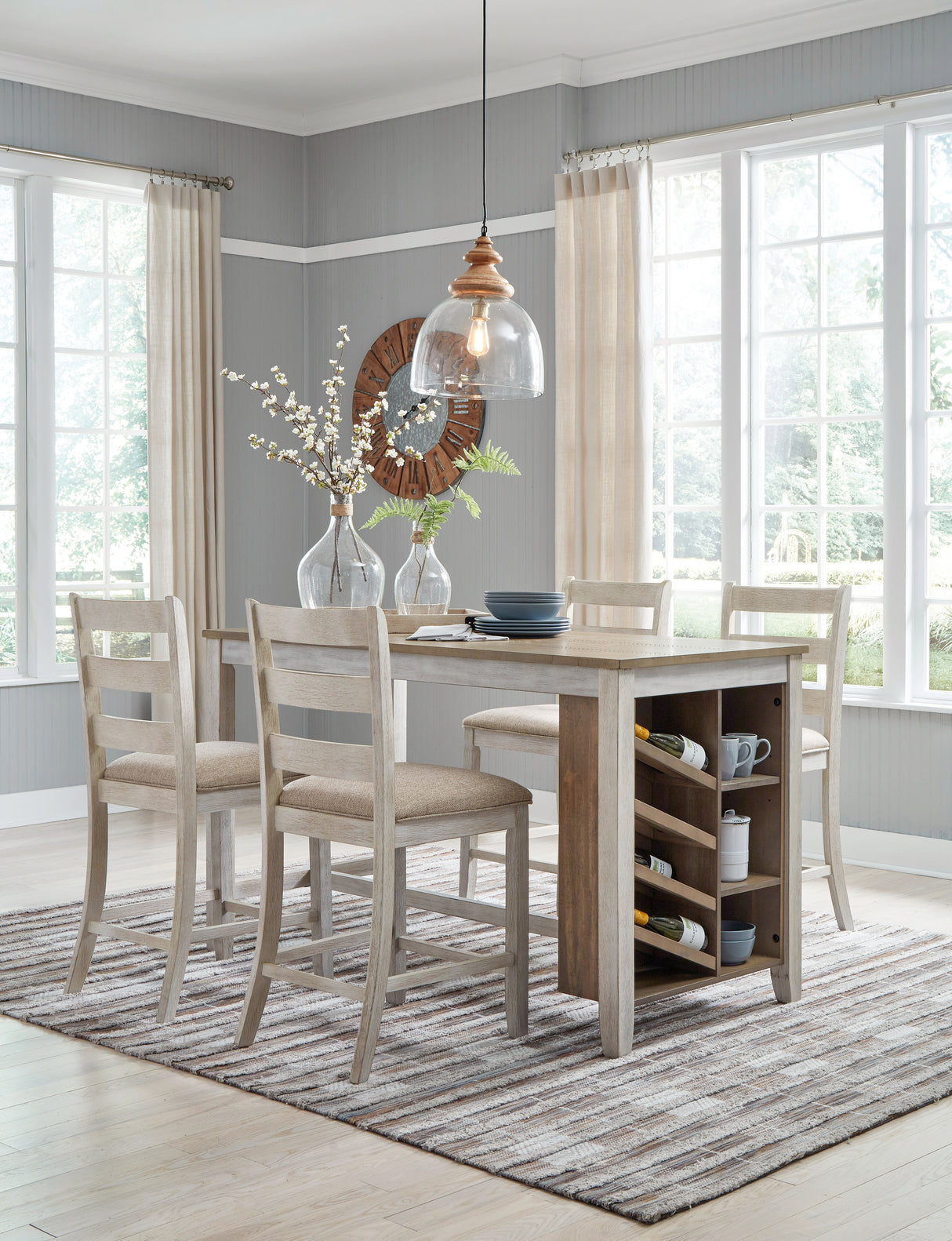 Skempton White/Light Brown Counter Height Dining Table from Ashley - Luna Furniture