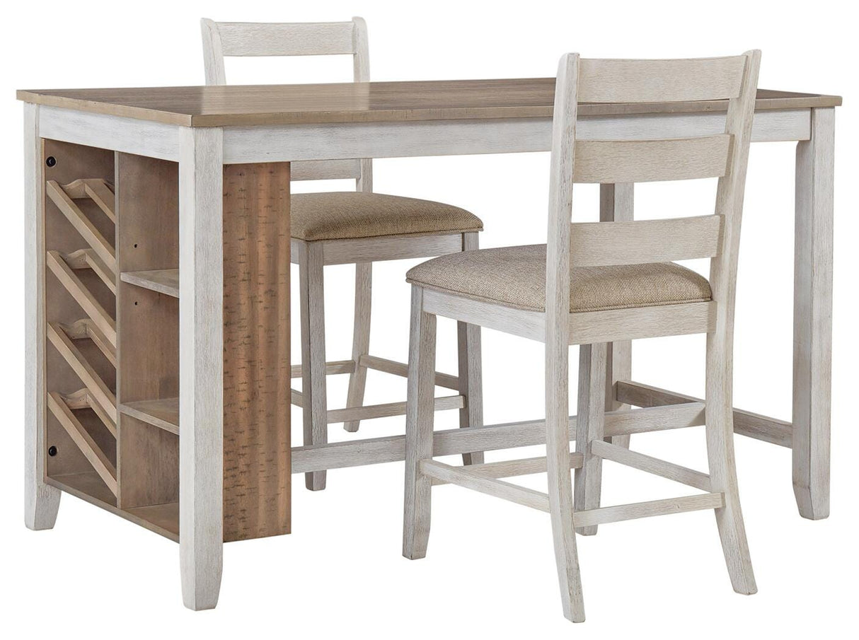 Skempton White/Light Brown Counter Height Dining Table and 4 Barstools from Ashley Furniture - Luna Furniture