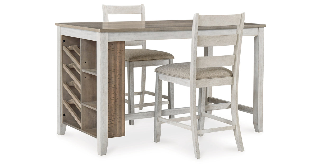 Skempton Counter Height Dining Table and 2 Barstools in White/Light Brown