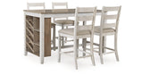 Skempton Counter Height Dining Table and 2 Barstools in White/Light Brown from Ashley - Luna Furniture