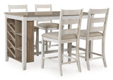 Skempton Counter Height Dining Table and 2 Barstools in White/Light Brown from Ashley - Luna Furniture